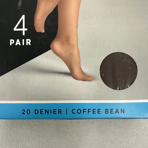 Silk Impressions Sheer All Day Control Top Pantyhose L 20 Denier Coffee 4-Pack - Picture 3 of 11